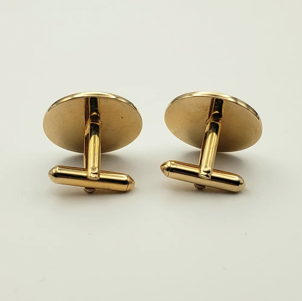 Mens Silver and Gold Bullseye Round Cuff Links